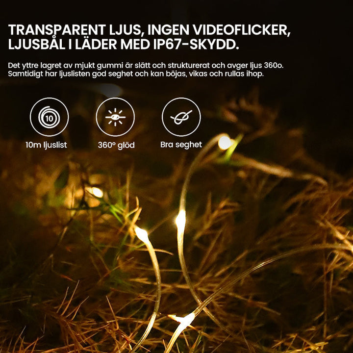 "Portabel och vattentät LED ljusslinga för utomhusbruk, anpassningsbar belysning med magnetiskt fäste, perfekt för camping."