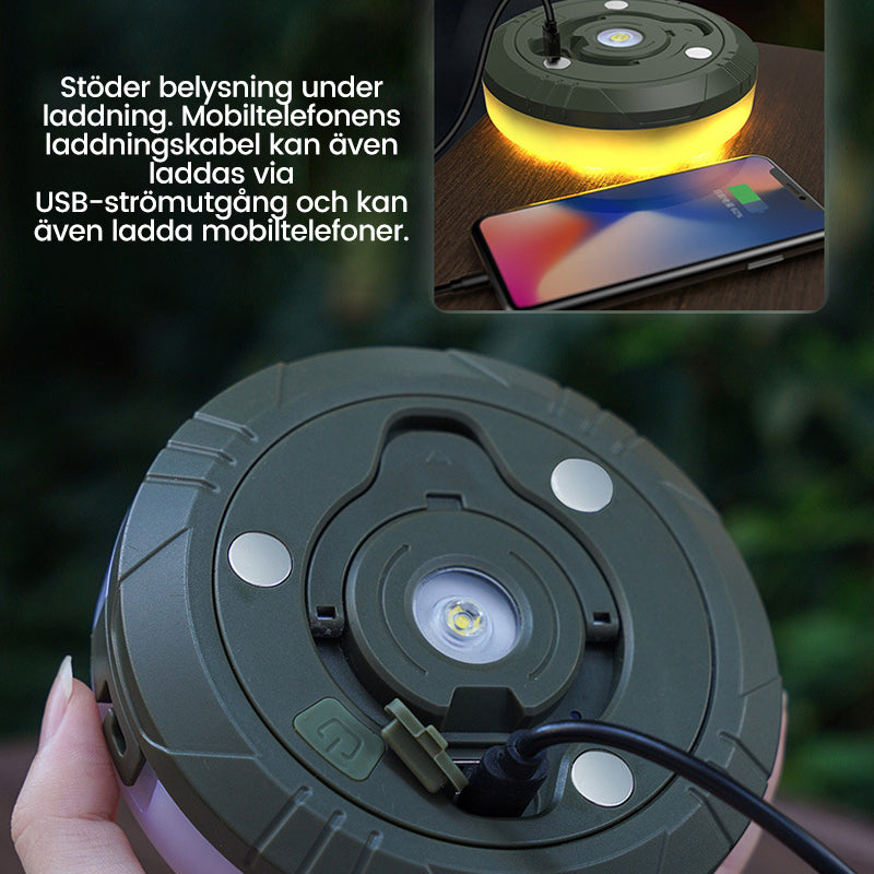 "Portabel och vattentät LED ljusslinga för utomhusbruk, anpassningsbar belysning med magnetiskt fäste, perfekt för camping."