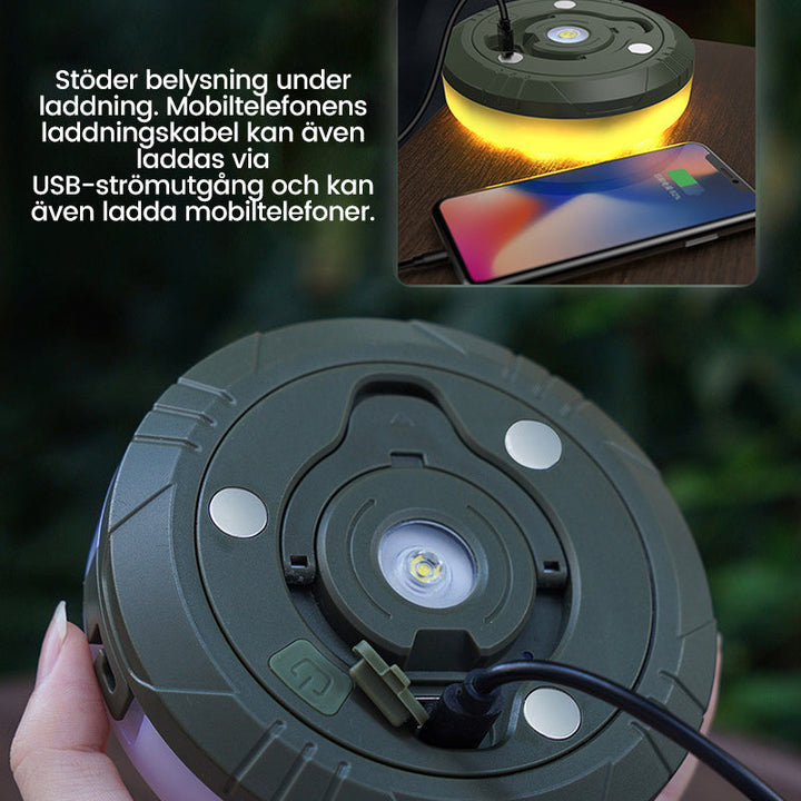 "Portabel och vattentät LED ljusslinga för utomhusbruk, anpassningsbar belysning med magnetiskt fäste, perfekt för camping."