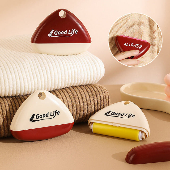 "Portabel tvättbar luddroller för hushållsbruk, vit+röd, elegant design, tar bort damm och djurhår enkelt."