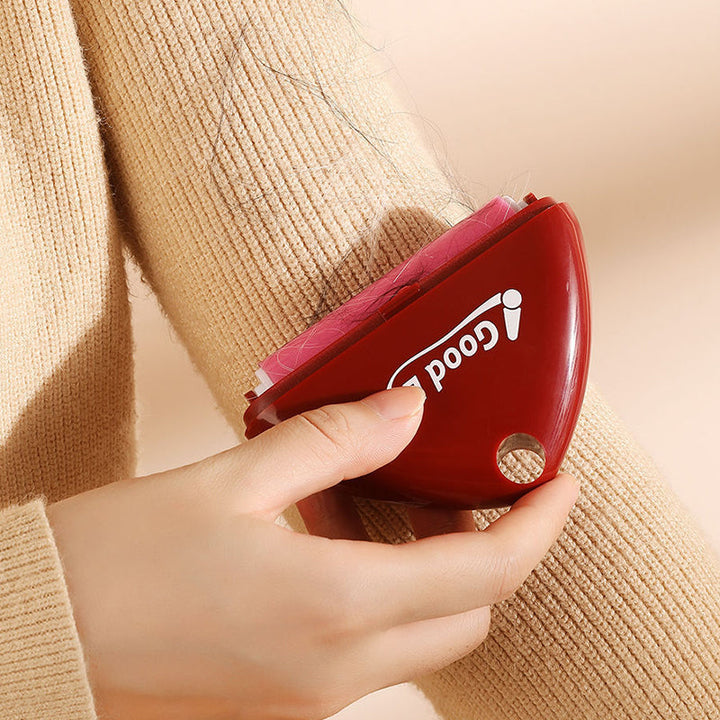 "Portabel tvättbar luddroller för hushållsbruk, vit+röd, elegant design, tar bort damm och djurhår enkelt."