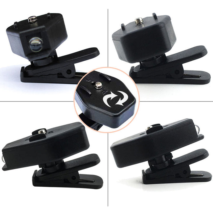 Praktisk clip-on LED-lampa för glasögon, kompakt och roterbar design, perfekt för läsning och belysning i alla miljöer.