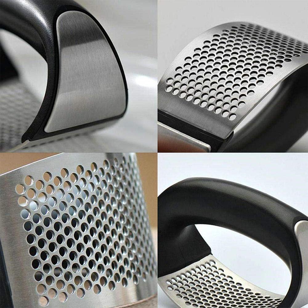 "Premium vitlöksrivjärn i rostfritt stål med ergonomiskt grepp, köksredskap för effektiv vitlöksrivning och enkel rengöring."