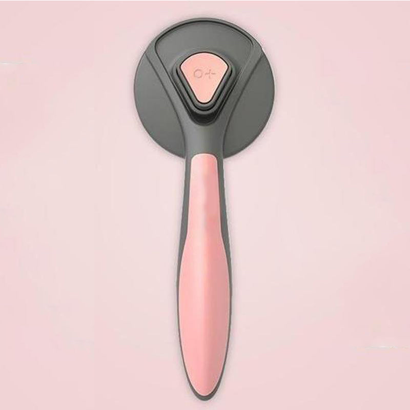 "Professionell husdjursvårdskam med stålborst, ergonomiskt grepp och rundade kanter för säker pälsvård av hundar och katter."