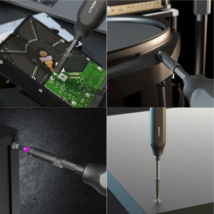 "Professionell precisionsskruvmejselsats med anti-halkdesign, fyrkantig och åttkantig, för säkert grepp och precision."