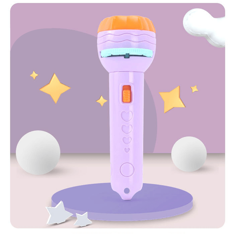 "Projektorficklampa för barn, färgglada mönster, projicerar bilder, perfekt för kreativ lek och inlärning."