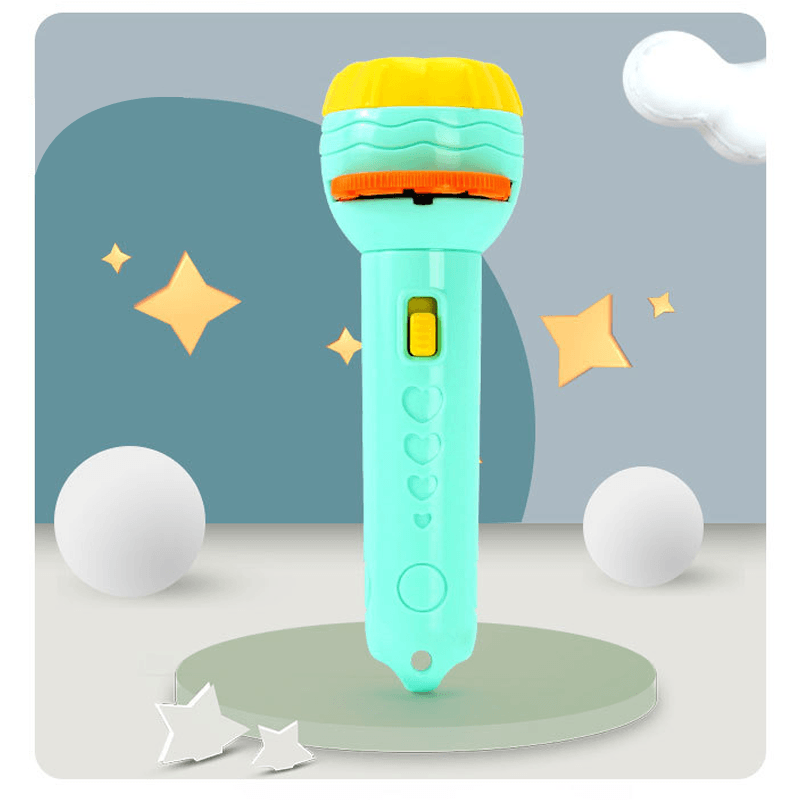 "Projektorficklampa för barn, färgglada mönster, projicerar bilder, perfekt för kreativ lek och inlärning."