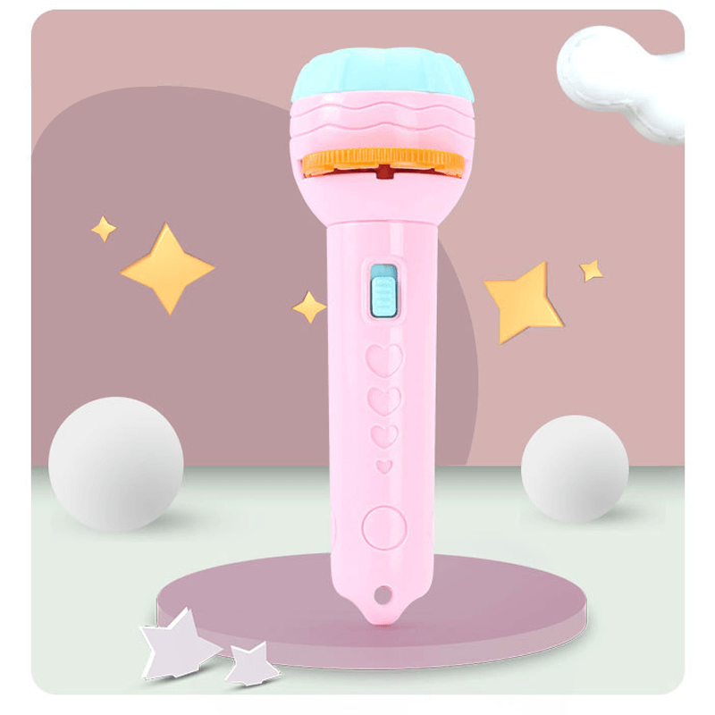 "Projektorficklampa för barn, färgglada mönster, projicerar bilder, perfekt för kreativ lek och inlärning."