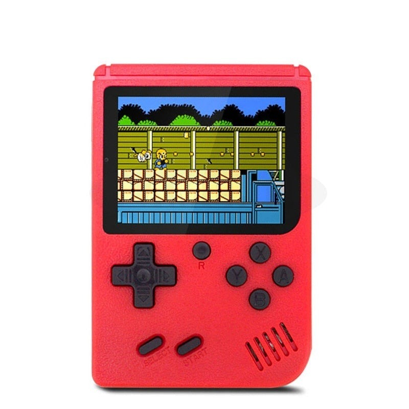 "Retro handhållen spelkonsol med 400 spel, kompakt design, bärbar, svart färg, perfekt för resor och spelnostalgi."