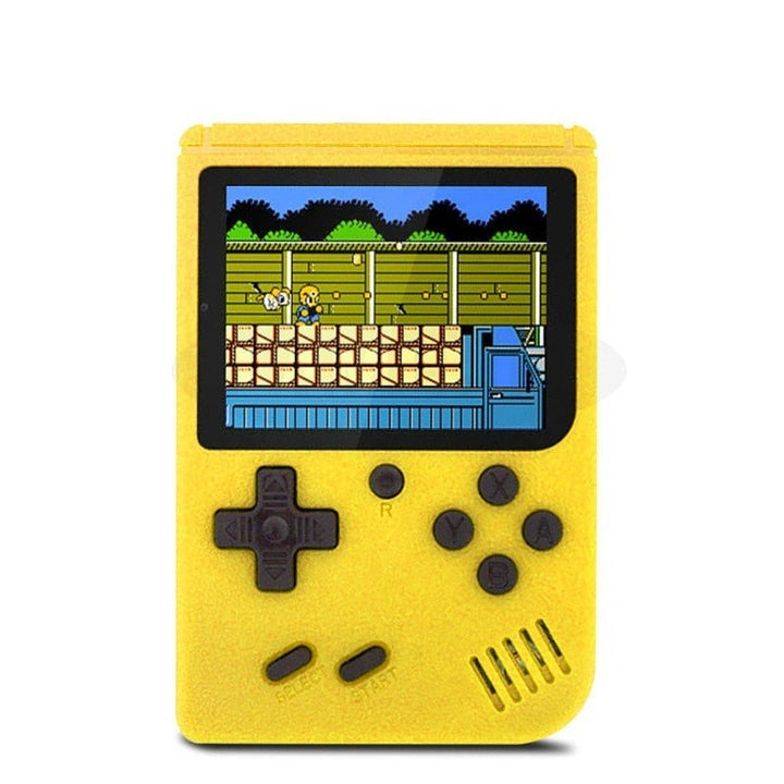 "Retro handhållen spelkonsol med 400 spel, kompakt design, bärbar, svart färg, perfekt för resor och spelnostalgi."