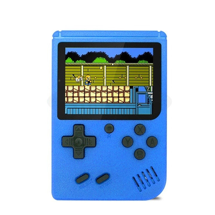 "Retro handhållen spelkonsol med 400 spel, kompakt design, bärbar, svart färg, perfekt för resor och spelnostalgi."