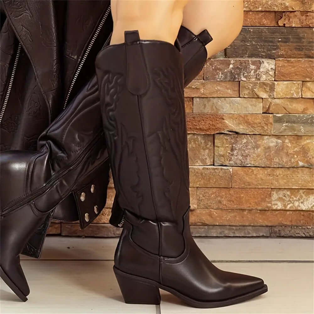 Retro Höst Western Cowboy Stövlar – Styla Din Höst med Tidlös Elegans - Glowseva