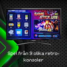 RetroPlug Konsol med spelkontroller, erbjuder 15 000 retrotitlar. Perfekt för nostalgiska spelkvällar framför TV:n.