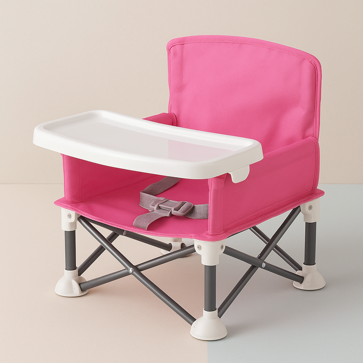 "Robust barncampingstol i grön färg med praktisk bordsskiva, designad för bekväma och säkra utomhusäventyr."