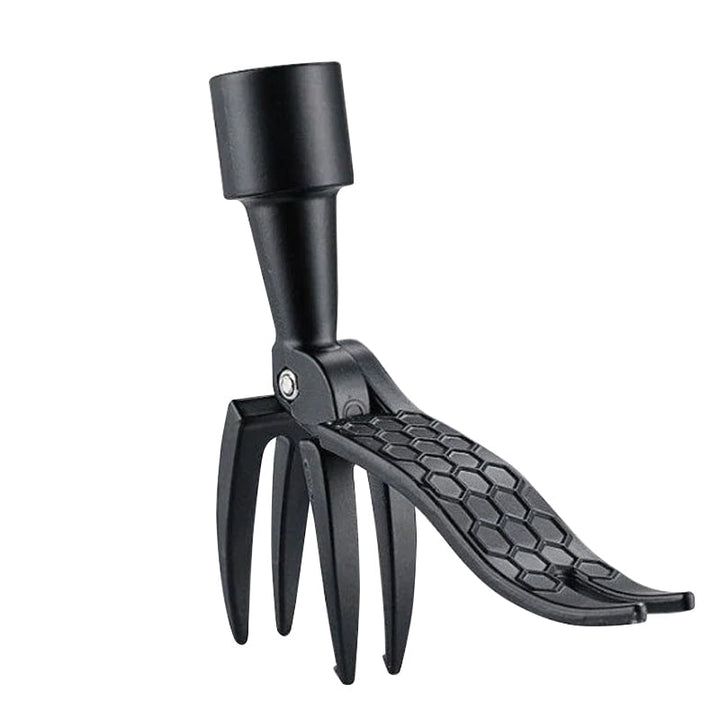 Robust ogräsdragare med ergonomiskt bambuhandtag och 5-klo design i metall för effektiv ogräsborttagning i trädgården.