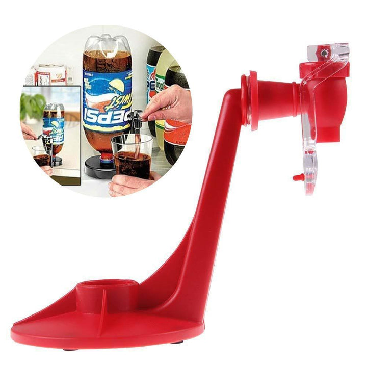 "Röd plast läskautomat, lämplig för kök och kontor, med säker design och enkel användning för fräsch dryckeservering."
