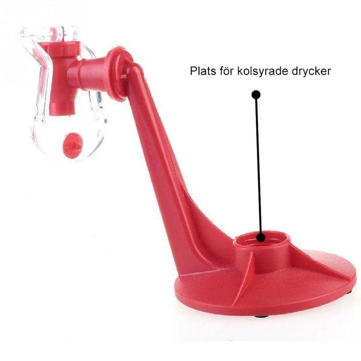 "Röd plast läskautomat, lämplig för kök och kontor, med säker design och enkel användning för fräsch dryckeservering."
