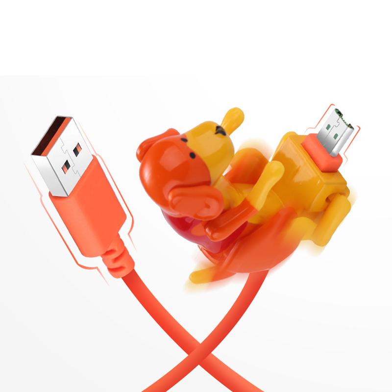 "Rolig hund snabbladdningskabel med USB, lekfull design med hund som vickar på svansen vid laddning, för Apple & Android."