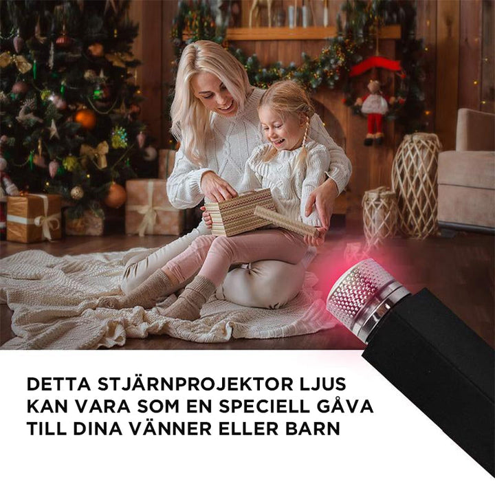 "Romantisk USB nattlampa med stjärnhimmelseffekt, perfekt för mysig belysning och ljudsvar i bil eller hemmiljö."