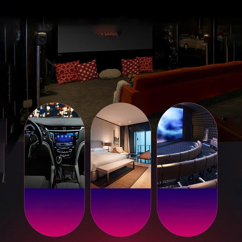 "Romantisk USB stjärnprojektionslampa med ställbar violett ljusintensitet, 360-graders rotation, kompakt, metall 226x15mm."