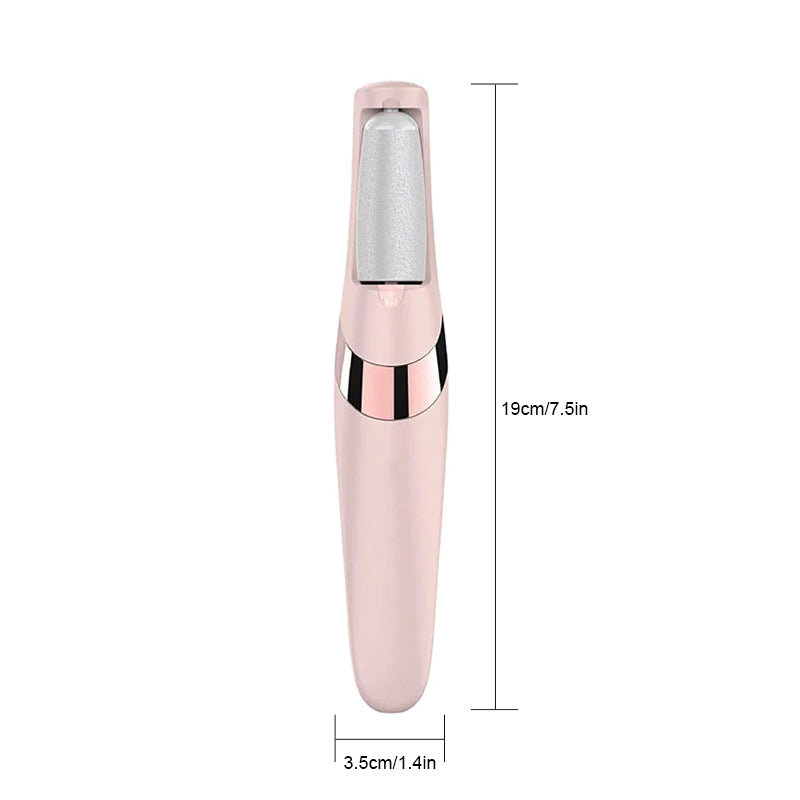 "Rosa ergonomisk elektrisk fotfil för mjuka fötter, sladdlös och uppladdningsbar med LED-belysning för personliga hälsovård."