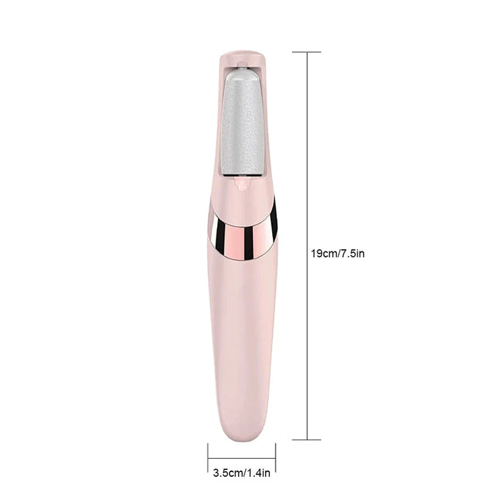 "Rosa ergonomisk elektrisk fotfil för mjuka fötter, sladdlös och uppladdningsbar med LED-belysning för personliga hälsovård."