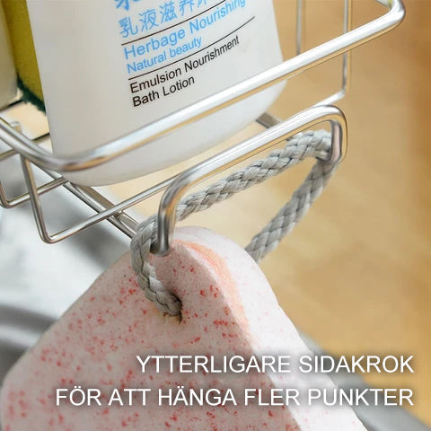 "Rostfri duschkorg & kökshylla, elegant design, hållbar, dränering, ordning i badrum och kök, rostfritt stål."