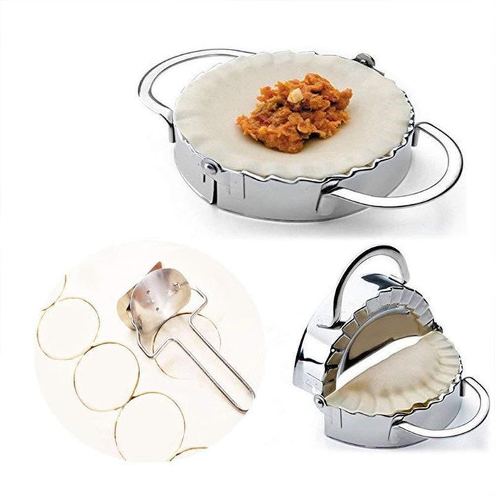 "Rostfritt stål dumplingmaskin och skalare med spegelpolerad yta för enkel och hygienisk användning i hemmakök."