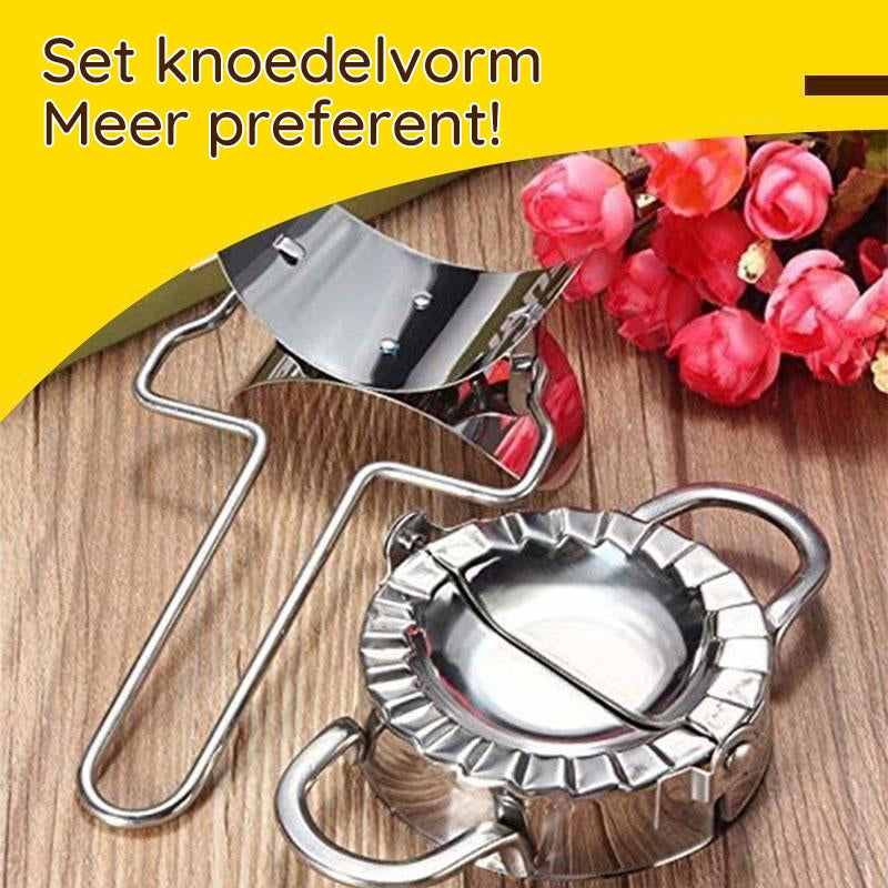"Rostfritt stål dumplingmaskin och skalare med spegelpolerad yta för enkel och hygienisk användning i hemmakök."