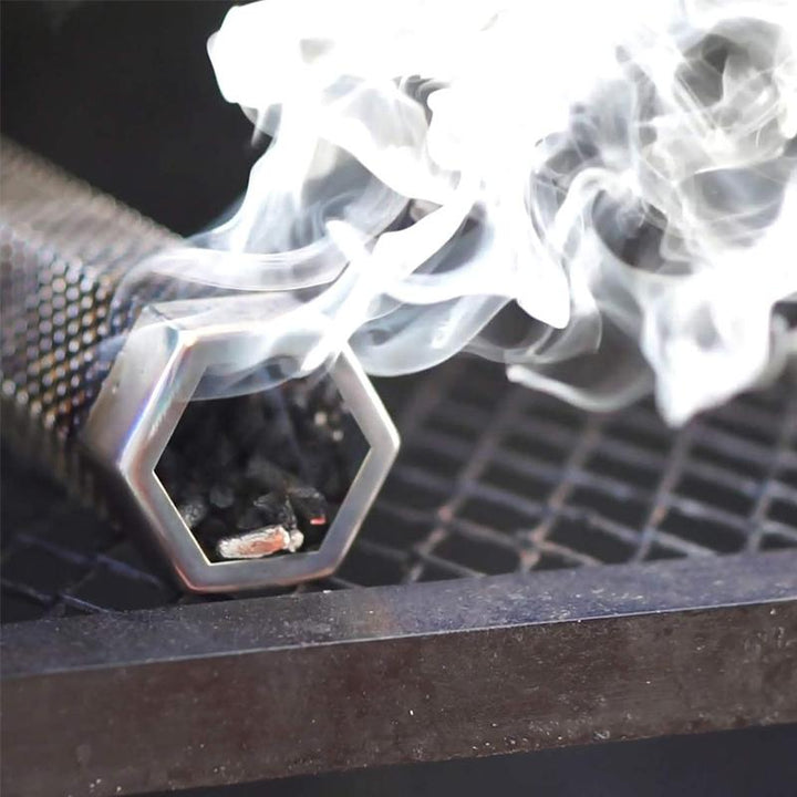 "Rostfritt stål rökrör för grill, hexagonform, köksaccessoar, perfekt för rökning av kött och fisk, hållbar och stabil."
