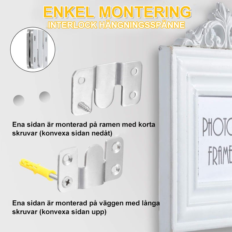"Rostfritt stålspänne med förregling, silverfärgat, för stabil möbelmontering, hållbart och lättinstallerat konstruktionsverk