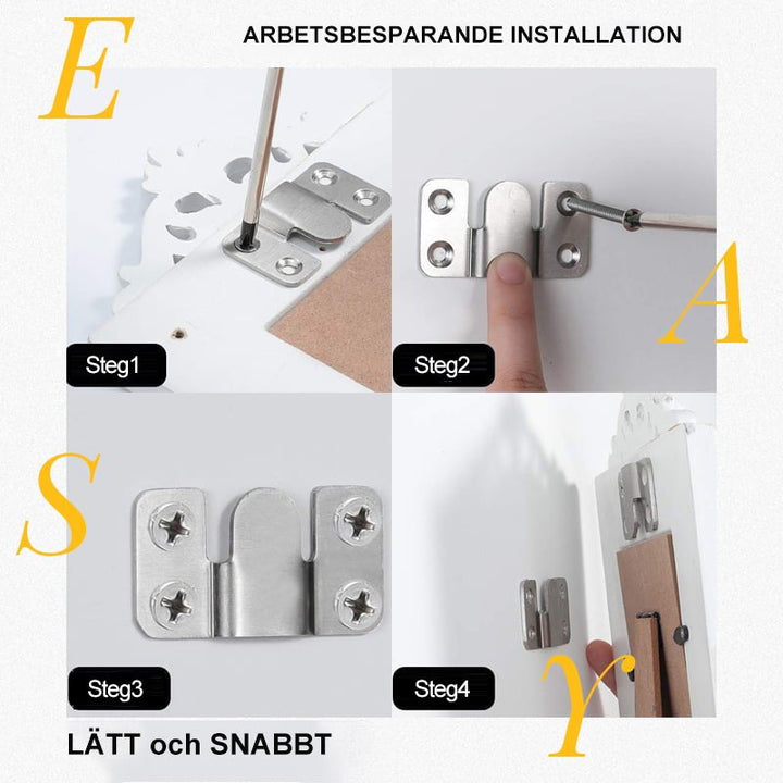 "Rostfritt stålspänne med förregling, silverfärgat, för stabil möbelmontering, hållbart och lättinstallerat konstruktionsverk