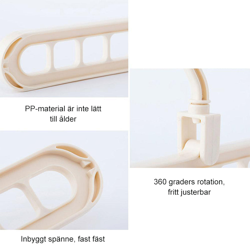 "Roterande halkfria klädhängare med 9 hål, flexibel 360° design i blandade färger, förbättrar garderobsorganisation."