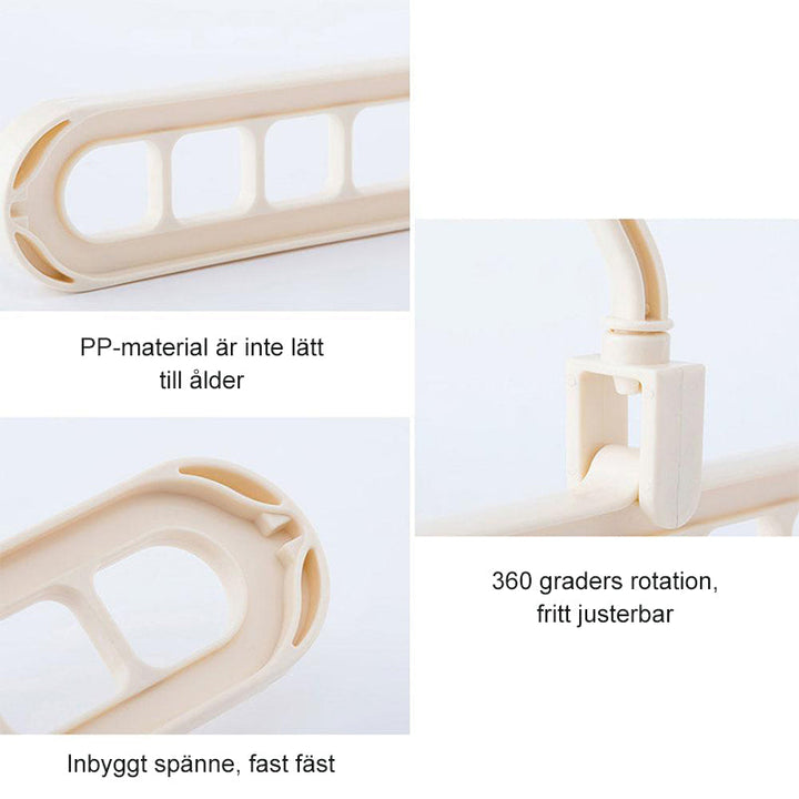 "Roterande halkfria klädhängare med 9 hål, flexibel 360° design i blandade färger, förbättrar garderobsorganisation."