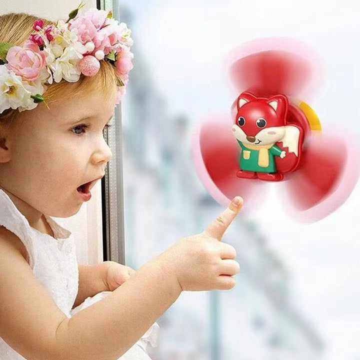 "Roterande insektsbadleksak för barn, färgglad och av ABS-plast, fästbar på släta ytor med sugkopp."