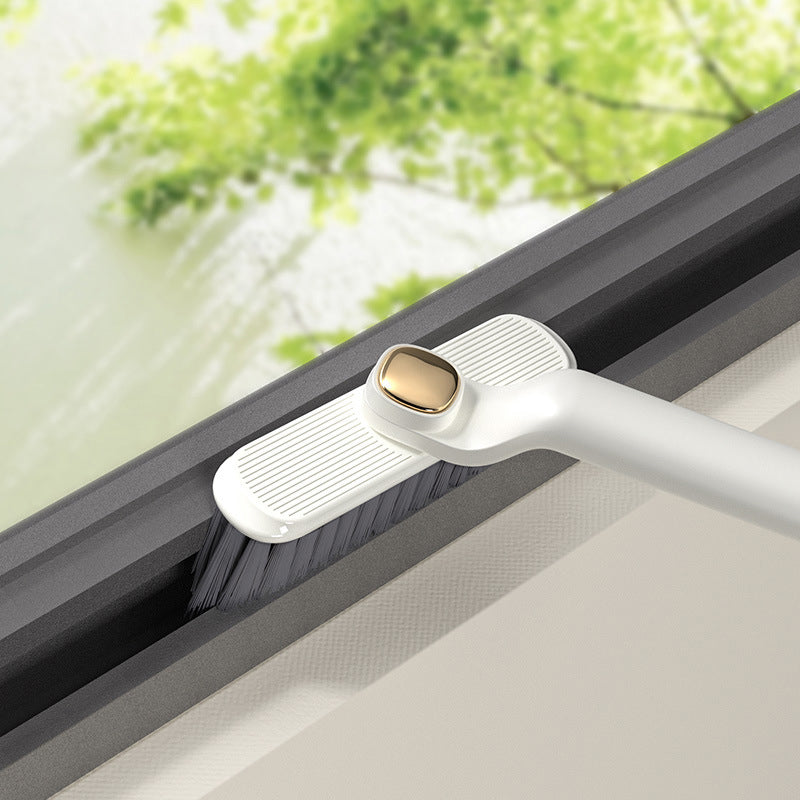 "Roterande multifunktionsborste i vit, grå och lila med ultrafina borsthår för effektiv rengöring av trånga utrymmen."