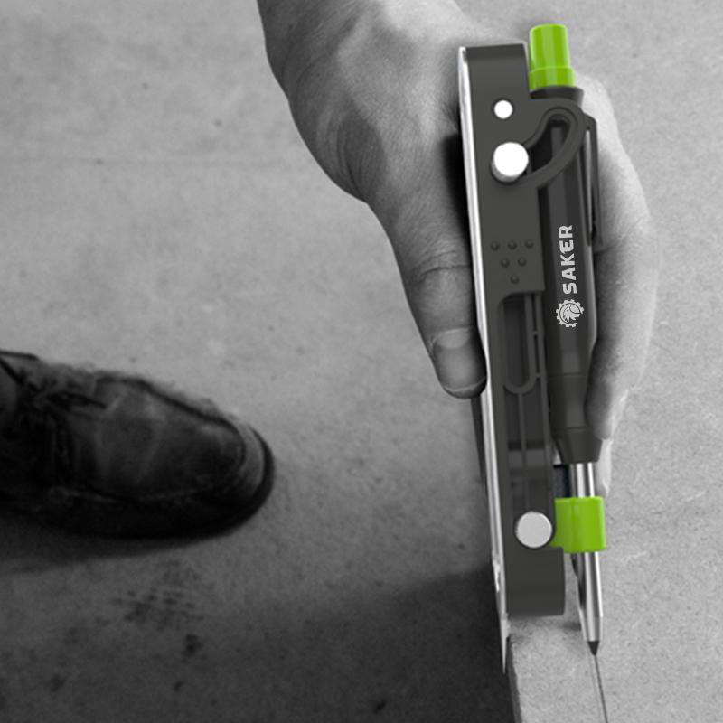 "Säker multifunktionskonstruktionspenna, kompakt grönt och svart design, ideal för precision i byggprojekt"