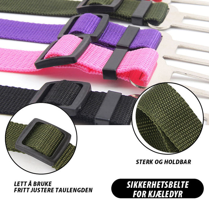 "Säkerhetsbälte för husdjur, justerbart hållbart polyester, flera färger, för trygg bilresa, 42-70 cm, bekväm passform"