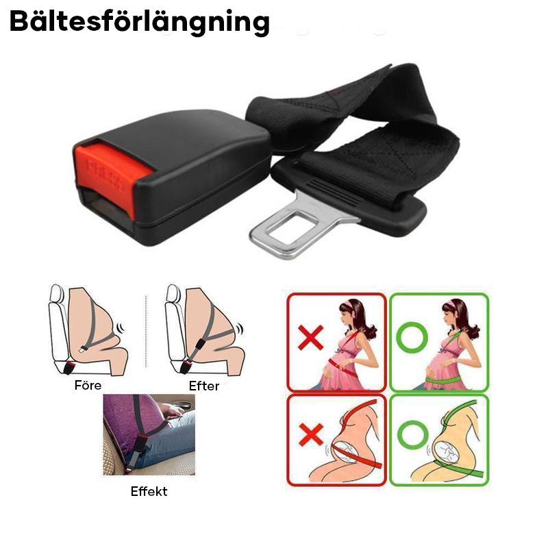 "Säkerhetsbälteförlängning, svart och tålig, för ökad komfort och säker körning i bilen, lätt att använda."