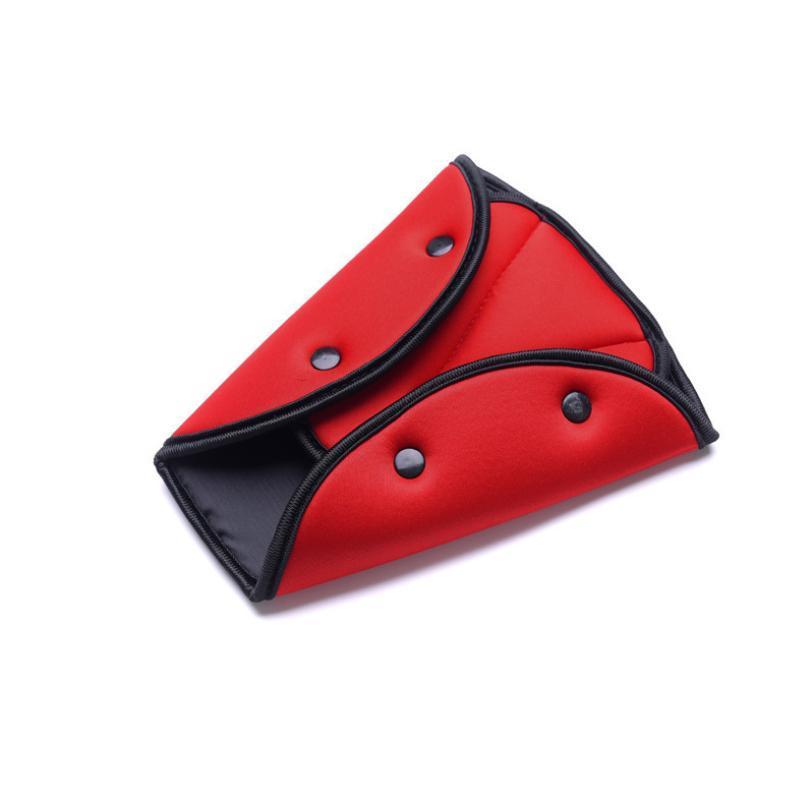 "Säkerhetsbältesjusterare för barn/vuxna i orange/blå/svart/röd/grå bomull, justerbar passform för säker och bekväm bilresa."