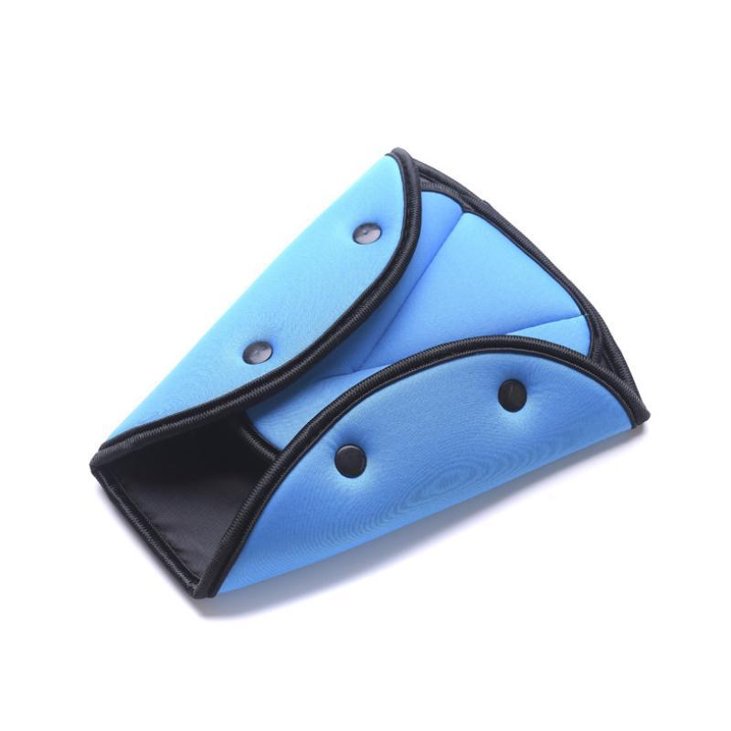 "Säkerhetsbältesjusterare för barn/vuxna i orange/blå/svart/röd/grå bomull, justerbar passform för säker och bekväm bilresa."