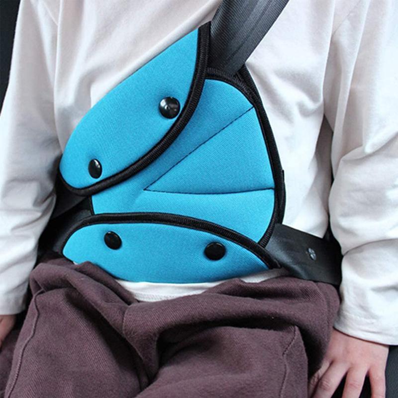 "Säkerhetsbältesjusterare för barn/vuxna i orange/blå/svart/röd/grå bomull, justerbar passform för säker och bekväm bilresa."