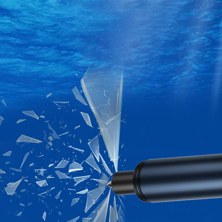 "Säkerhetshammare för nyttofordon, 2-i-1 verktyg, blå färg, kompakt design, hammare och säkerhetsbältesklippare."