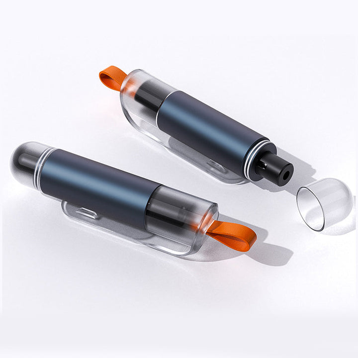 "Säkerhetshammare för nyttofordon, 2-i-1 verktyg, blå färg, kompakt design, hammare och säkerhetsbältesklippare."