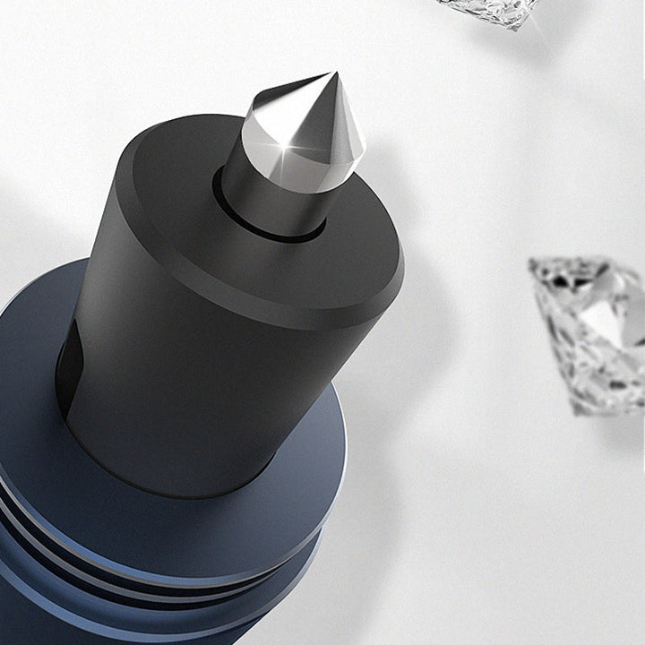 "Säkerhetshammare för nyttofordon, 2-i-1 verktyg, blå färg, kompakt design, hammare och säkerhetsbältesklippare."