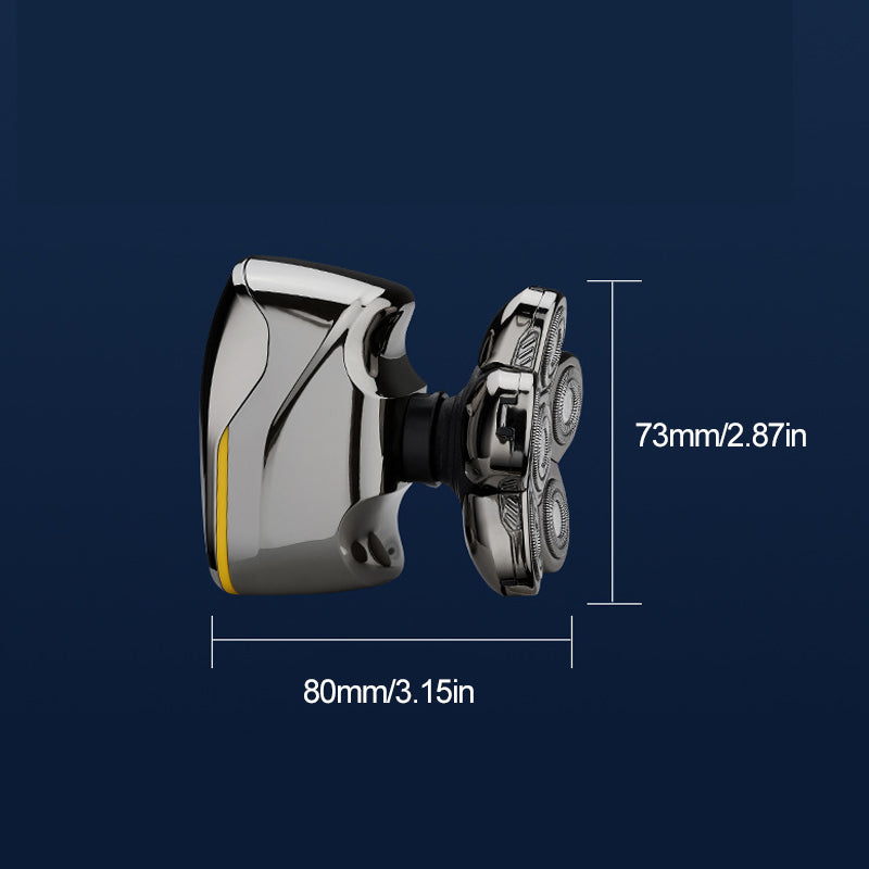 "Sexbladig elektrisk rakapparat för män med ergonomisk design, svart färg, nära rakning, 6D flytande huvud."