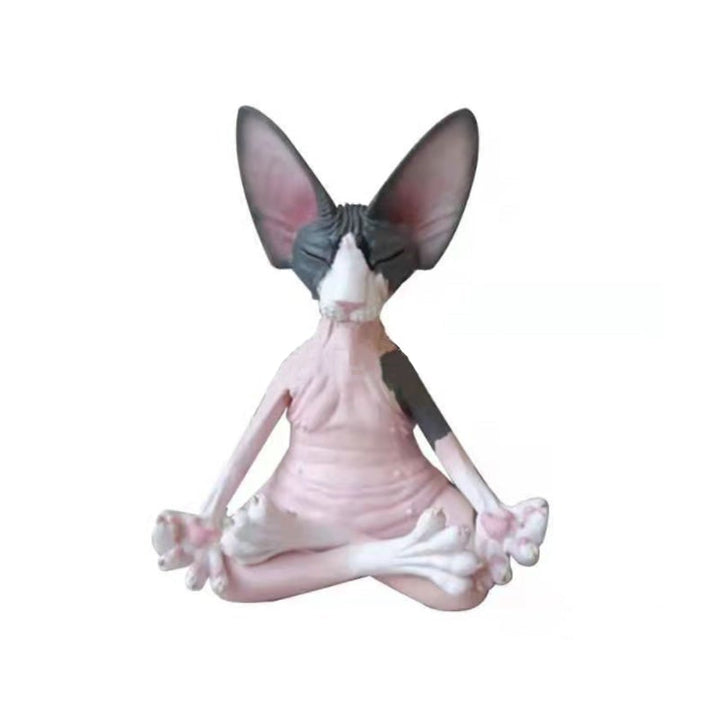"Sfinx katt yogastaty av syntetiskt harts mediterar i elegant ställning, perfekt för hemdekoration och meditation."