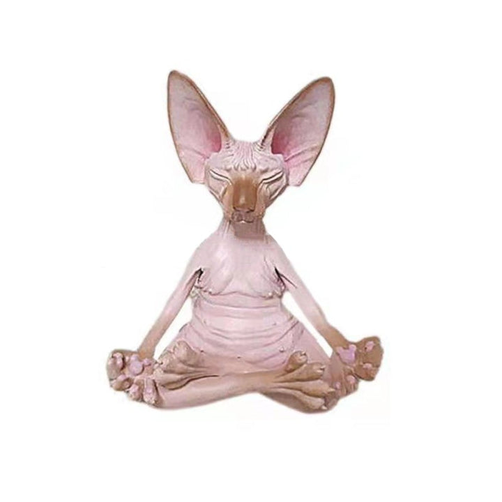"Sfinx katt yogastaty av syntetiskt harts mediterar i elegant ställning, perfekt för hemdekoration och meditation."