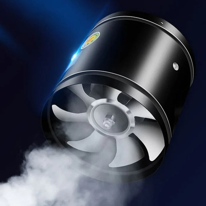 SilentForce Fläkt - Modern design, tyst drift, effektiv ventilation, svart/vit, kompakta mått för hemmet.
