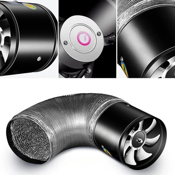 SilentForce Fläkt - Modern design, tyst drift, effektiv ventilation, svart/vit, kompakta mått för hemmet.